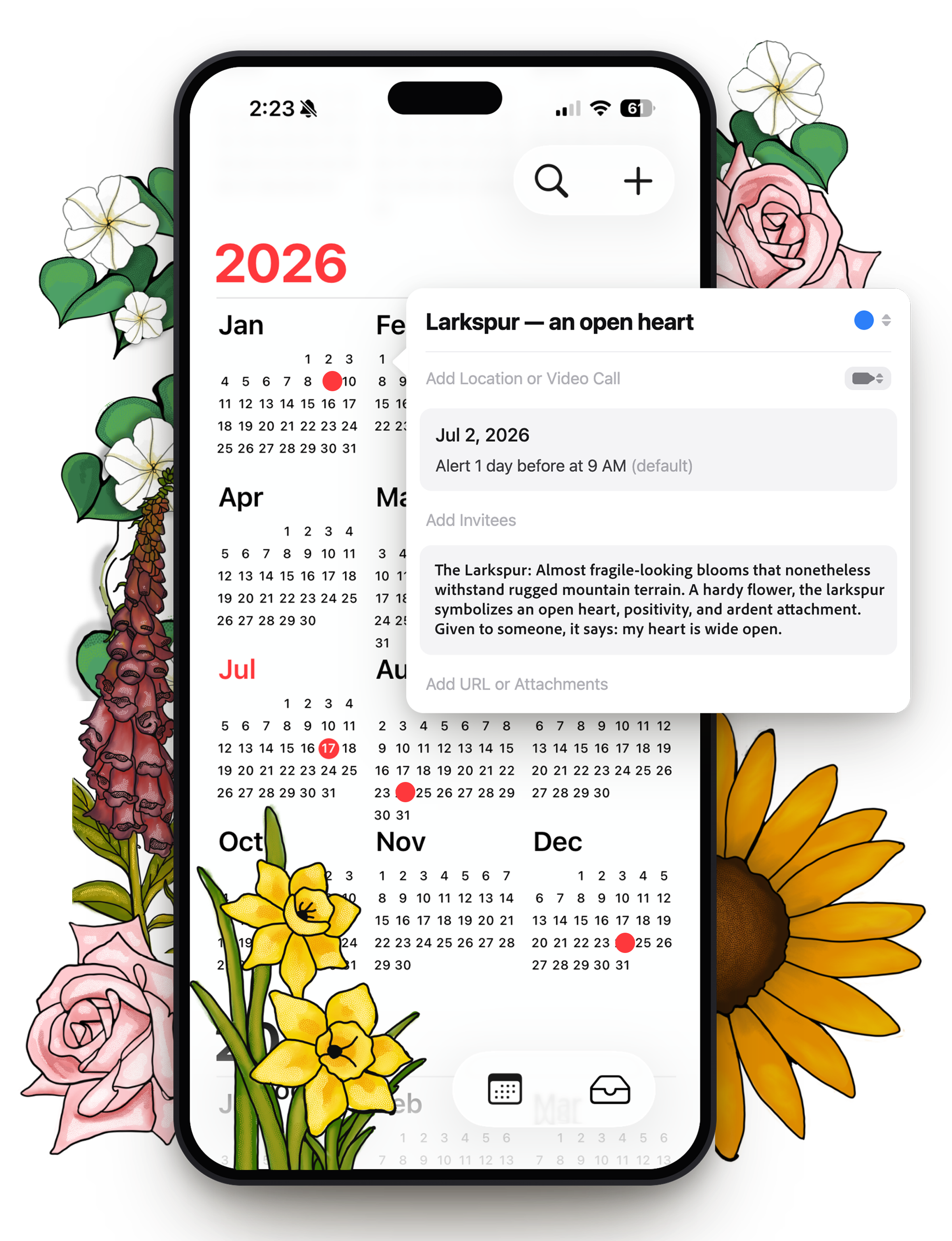 Floriography Calendar — Digital (Annual)